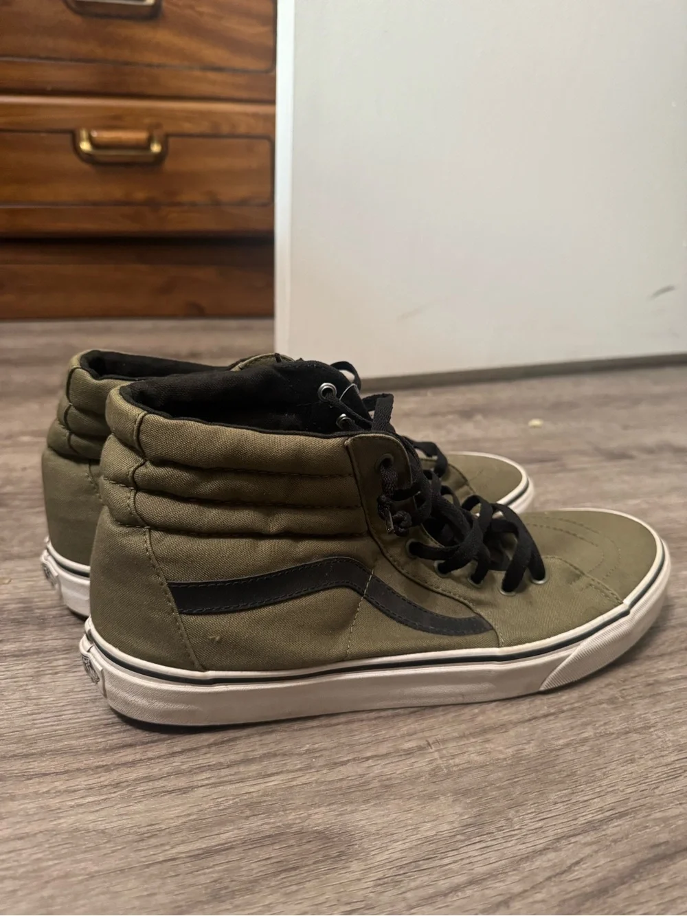 Vans Olive Green High-Top Sneakers with Black Trim